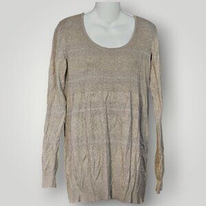 📦Liz Lange Maternity Women's XL Tan Sparkle Scoop Long Sleeve Tunic Sweater